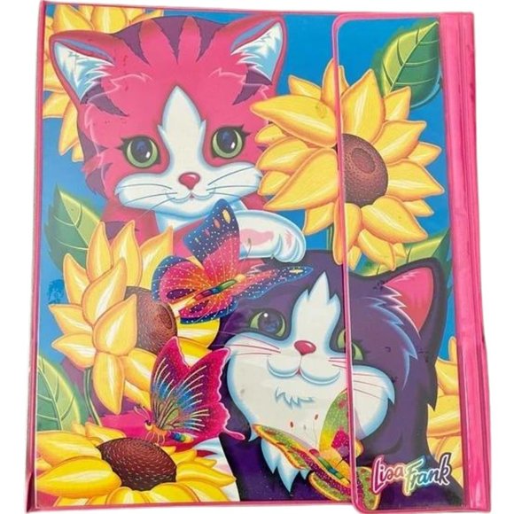 Near Mint 90s Lisa Frank Sunflower Kittens Trapper Keeper Style 3 ring binder - Picture 1 of 5
